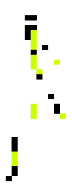 Green and black squares over a white background